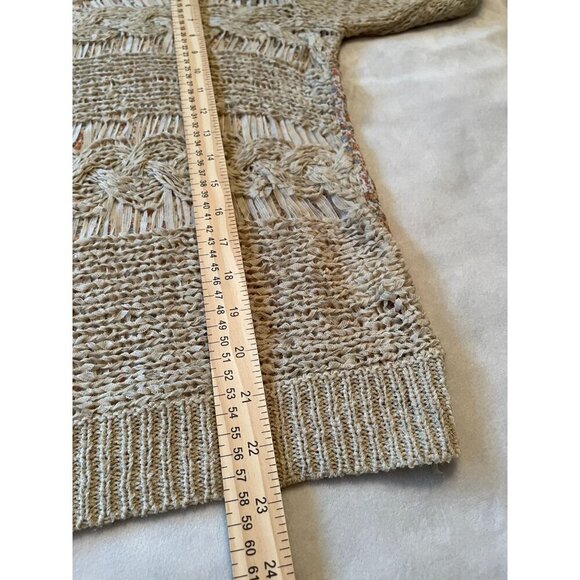 Anthropologie Staring At Stars Open-Knit Sweater Beige & Floral Pattern - Picture 7 of 8